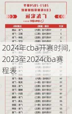 2024年cba开赛时间,2023至2024cba赛程表